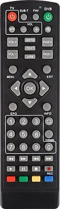 Пульт универсальный для DVB-T2 с функцией управления телевизором (RX-DVB-014)  REXANT