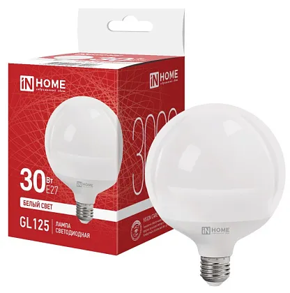 Лампа LED GL125-VC 30Вт 230В Е27 4000К 3000Лм 125мм IN HOME