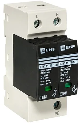 Устройство защиты от импульсных перенапряжений Т1+Т2; Iimp-12,5kA; In-20kA; Uc-275В; 1+1 EKF PROxima