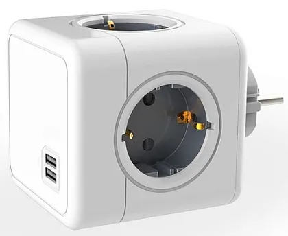 Разветвитель 4гн. с/з, USB 2A 5В/2.1А Cube Original RocketSocket