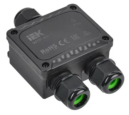 Коробка распред. о/п 123х82х42 IP68 ЧЕРНАЯ 3 ввода WTP-401 IEK