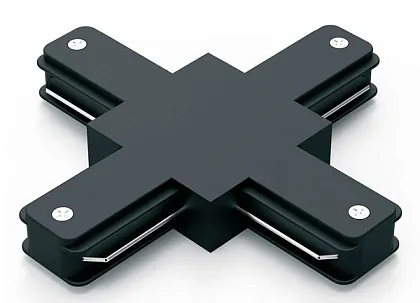 Коннектор Gauss для трековых шинопроводов крест черный