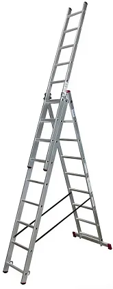 Лестница алюминиевая трехсекционная 3* 9 с доп.функц. CORDA (KRAUSE)