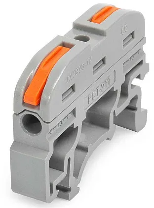 Клемма рычажковая проходная 2 отверстия 0,08-2,5 СМК222-2411серDIN КВТ