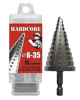 Сверло ступенчатое 6-35 мм (13 ступ.) "Hardcore"