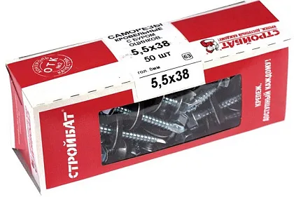 Саморез кровельный 5,5*38 оцинк. со сверлом (50 шт.) (Стройбат), уп