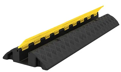 Кабель-канал гибкий ККР, сечение канала 51*50мм, нагрузка 12т, длина 1м черный, желтая крышка