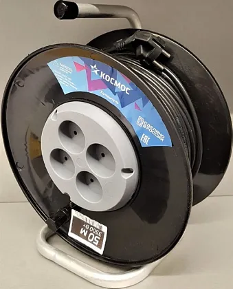 Удлинитель на катушке 4гн. 50м с/з ПВС 3x1,5mm2 КОСМОС