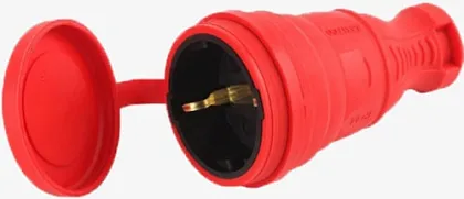 Розетка каучук переносная с/з (красная) IP44 AY-KA
