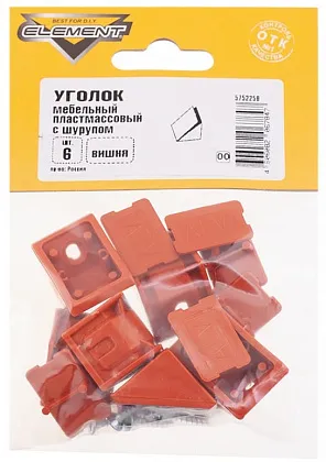 Уголок мебельный пластмассовый с шурупом вишня (6шт.) (Стройбат)