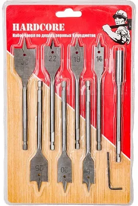 Набор сверл по дереву перовых 9шт "Hardcore"