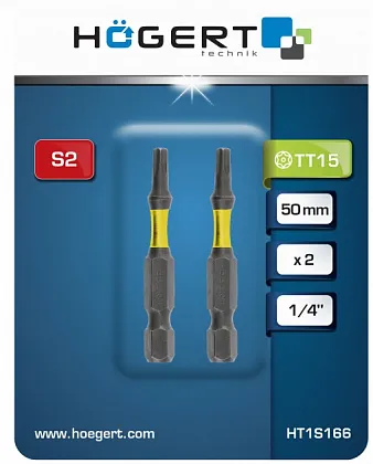 Биты ударные Torx T15 50мм (2 шт.) HOEGERT, ком