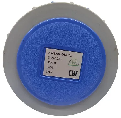 Розетка переносная 32A 3п (2P+PE) SLN-2232 IP67, 380В, AWSPRODUCTS