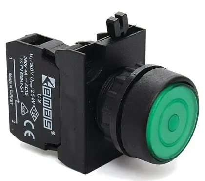 Кнопка CP100FY фикс. зел. 1но IP65 Emas