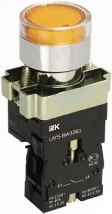 Кнопка LAY5-BW3561 LED желтый 1но IEK