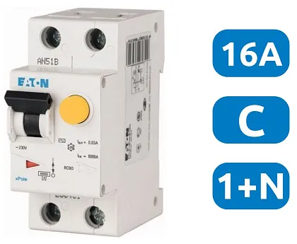 Автомат с УЗО PFL6-16/1N/C/003