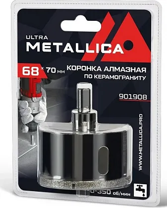 Коронка алмазная по стеклу и керамограниту 68 мм METALLICA Ultra