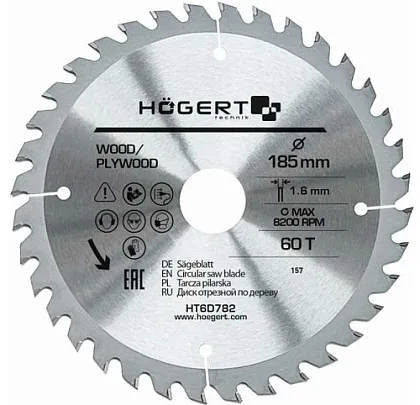 Диск пильный 185*30*60T Mn65 HOEGERT