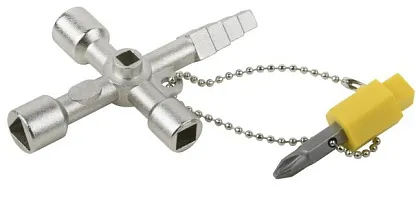 Ключ универсальный для электрошкафов 5-в-1, двусторонняя CrV бита PH2/SL7 