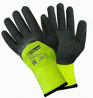 Перчатки "Утеплённые: Тайга" 10(XL) акриловые, вспененное латексное покрытие, Fiberon, 10(XL)/60/12,