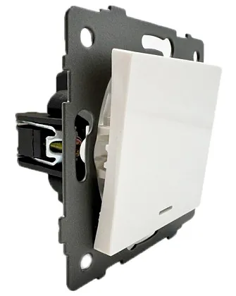 Выключатель проходной 1-кл. с подсветкой белый A-004W "Аура" AWSproducts