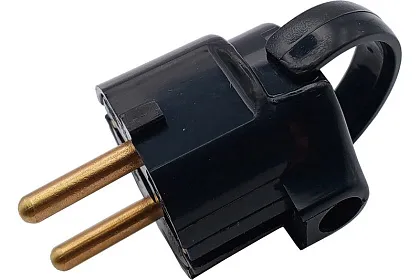 Вилка В16-363 прямая с откидным кольцом с/з черн. Byelectrica