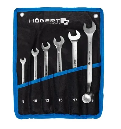Набор ключей рожково-торцевых с шарниром (6 шт.)(8,10,13,15,17,19 мм) HOEGERT, ком