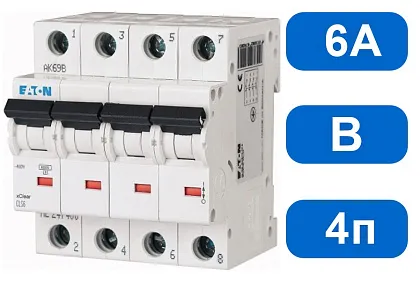 Автомат CLS6-B 6/4 (B) 6А 4-pol