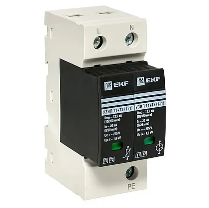 УЗИП (разрядник) Т1+Т2; Iimp-12,5kA 2P EKF