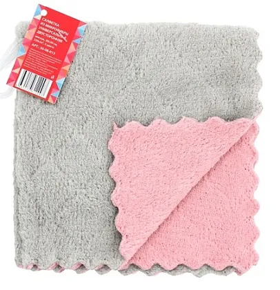 Салфетка из микрофибры универс двусторонняя мягкая 30х30см, 330г/м2, 3 цвета КОШКИН ДОМ