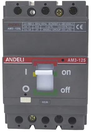 Автоматический выключатель AM3-400S/3P 400A 65kA Andeli