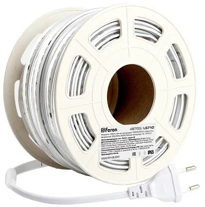 Лента LED 2835 4000К 10Вт/м 120LED/м 220В 900Лм/м 25м IP65 FERON