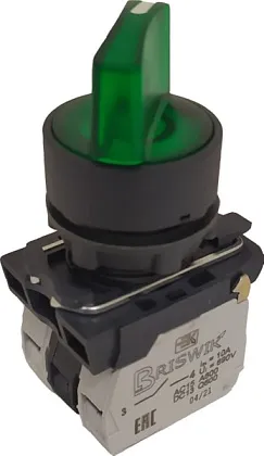 Переключатель КПЕ 1110-РЛ 220В зел. IP40, 10А, 1но, Briswik