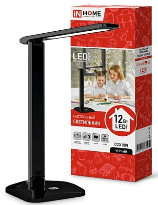 Светильник настольный LED ССО 08Ч 12Вт 3000-6500K 600Лм Черный IN HOME