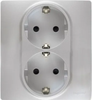 Розетка 2-я с/з Алюминий ETIKA LEGRAND