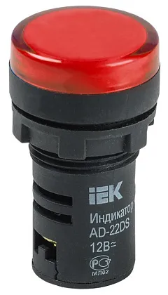 Индикатор LED красный AD22DS 12В AC/DC IP40 IEK