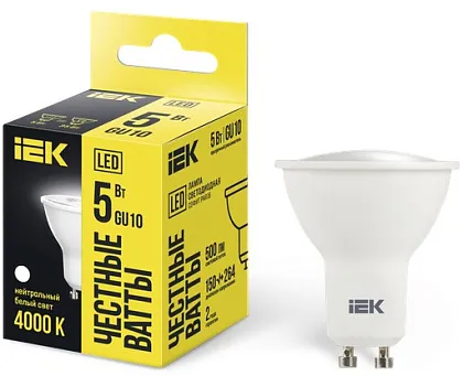 Лампа LED PAR16 GU10 4000К 5Вт 450Lm IEK
