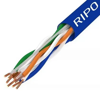Кабель RIPO Premium UTP cat 6е НГ(В) 4*2*0,58 Cu Indoor (КСВПВ-6 4*2*0,58) синий