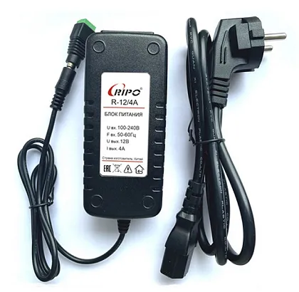 Импульсный блок питания 12В, 4А. Входное напряжение сети 100-240В, 50-60Гц