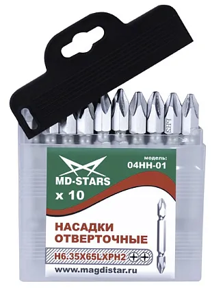 Насадка отверточная 04НН-01 (6.35*65*РН2*PH2) "MD-STARS"