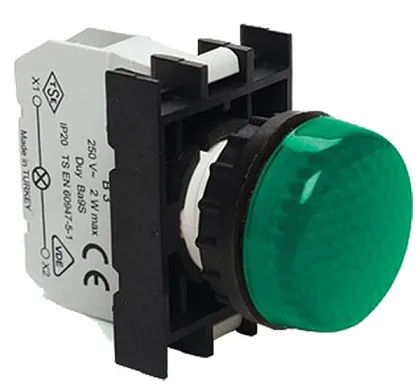 Индикатор LED зелёный CP090XY 12-30В AC/DC IP65Emas