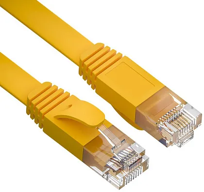 Патч-корд 1,8м UTP Cat.6e RJ45 Cu желтый плоский (RIPO)