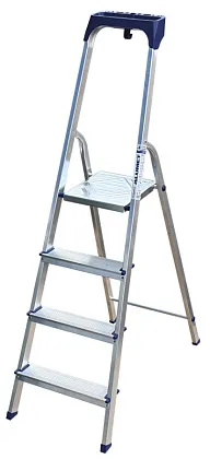 Стремянка алюминиевая 4 ступени с пластиковым органайзером  (AM704AK011) (ALUMET)