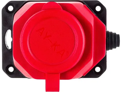 Розетка 1-ая каучук переносная с/з (красная) IP44 AY-KA