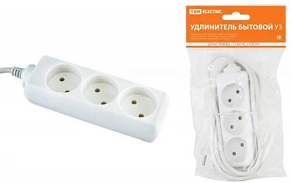 Удлинитель бытовой 3гн. 1,5м б/з ПВС 2x0,75mm2 TDM