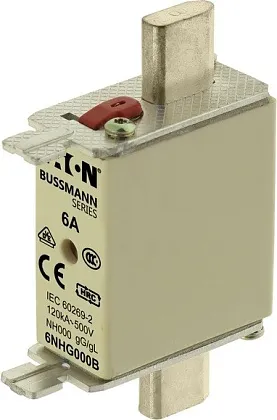 Предохранитель керам. NHG FUSE 6A 500V GG/GL SIZE 000, 