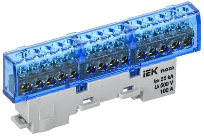 TEKFOR Шина N "ноль" изолированная на универсальном держателе 6х9-14-С IEK