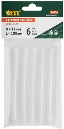 Стержни клеевые кристально прозрачные 11х100 мм, 6 шт., ком