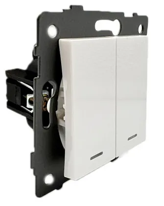 Выключатель 2-кл. с подсветкой белый A-011W "Аура" AWSproducts