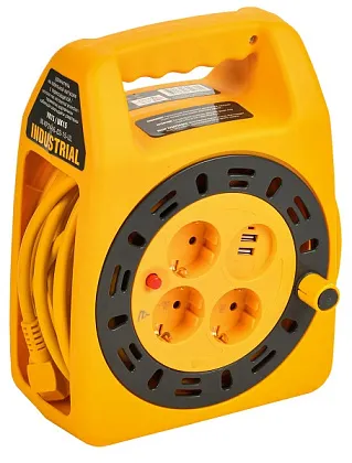 Удлинитель на катушке 3гн. 15м с/з ПВС 3х1,5мм2 INDUSTRIAL IEK